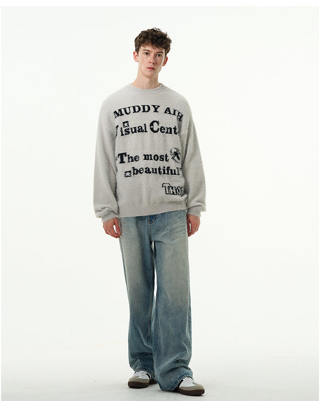 Retro Lazy Style Crew Neck Sweater