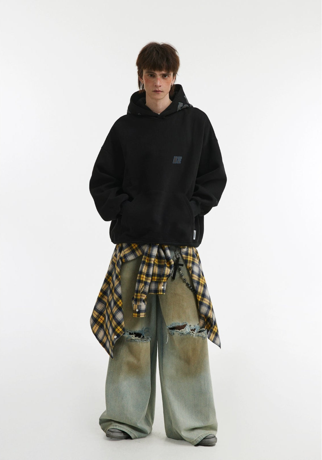 Unisex Heavy Contrast Letter Patch Embroidered Hoodie