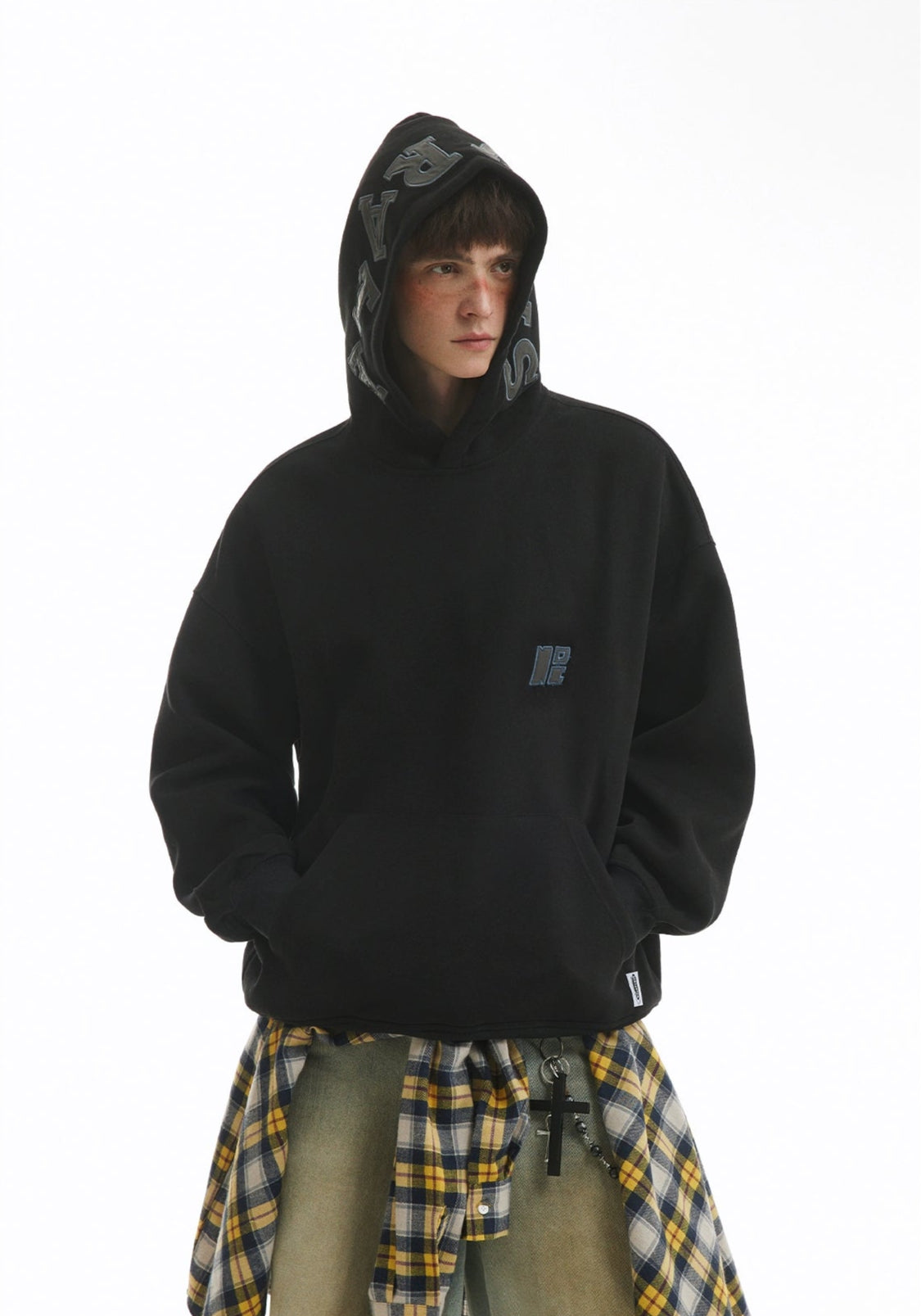 Unisex Heavy Contrast Letter Patch Embroidered Hoodie