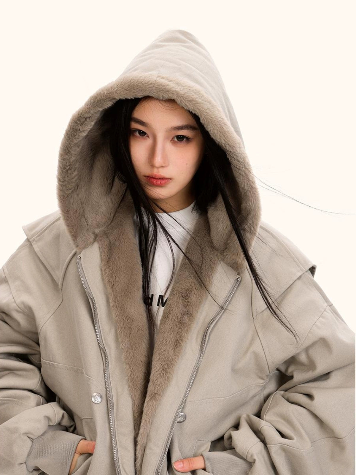 Carved Hooded Fleece Jacket