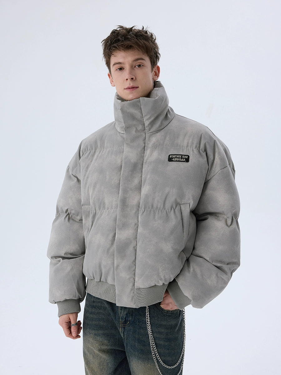 Tie-Dye Distressed Puffer Jacket