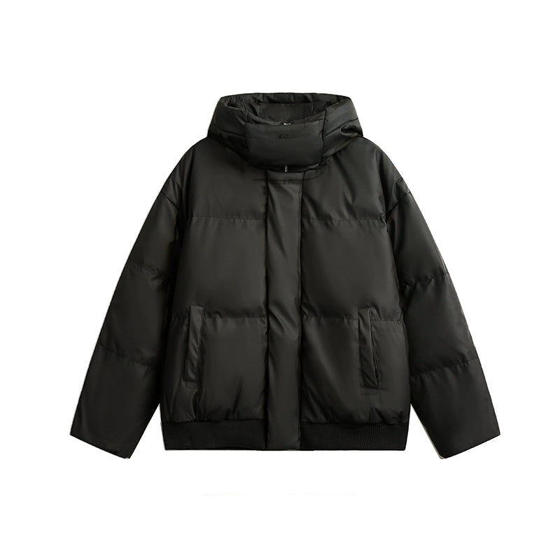 Thickened Solid Collar Hooded Puffer Jacket