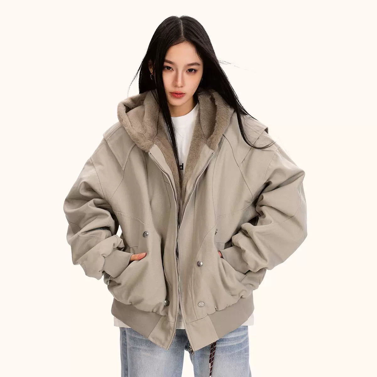Carved Hooded Fleece Jacket