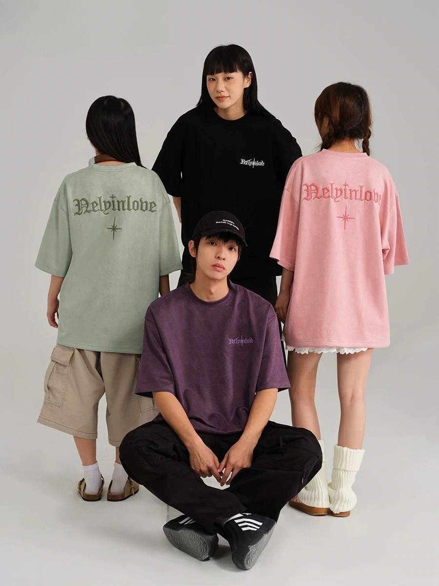 American Trendy Letter Embroidery T-shirt