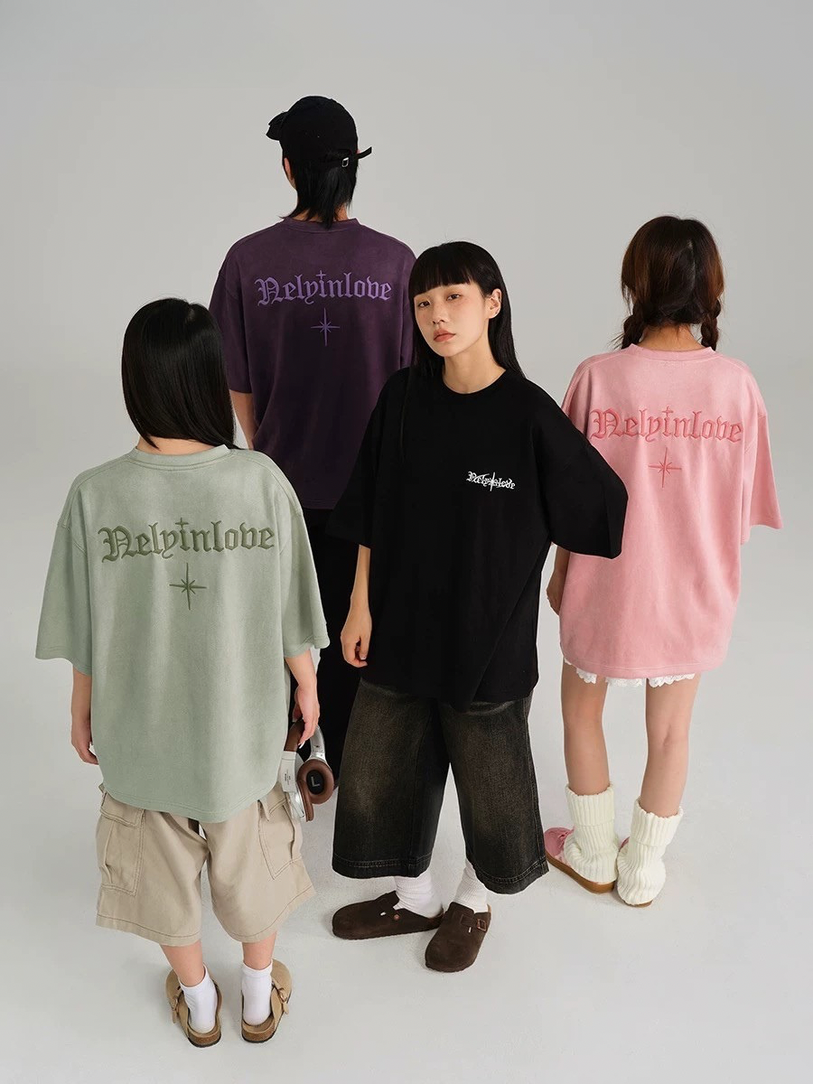 American Trendy Letter Embroidery T-shirt