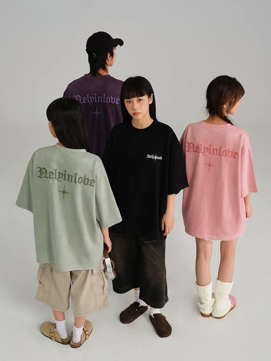 American Trendy Letter Embroidery T-shirt