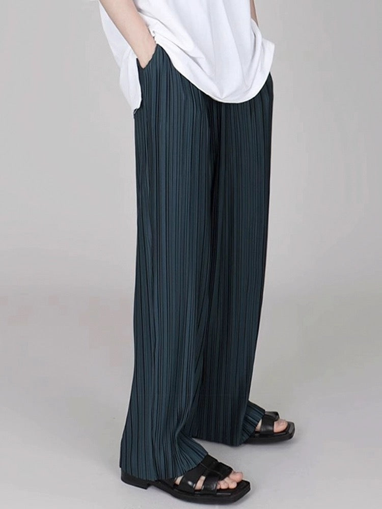 Pleated Drawstring Wide-Leg Pants