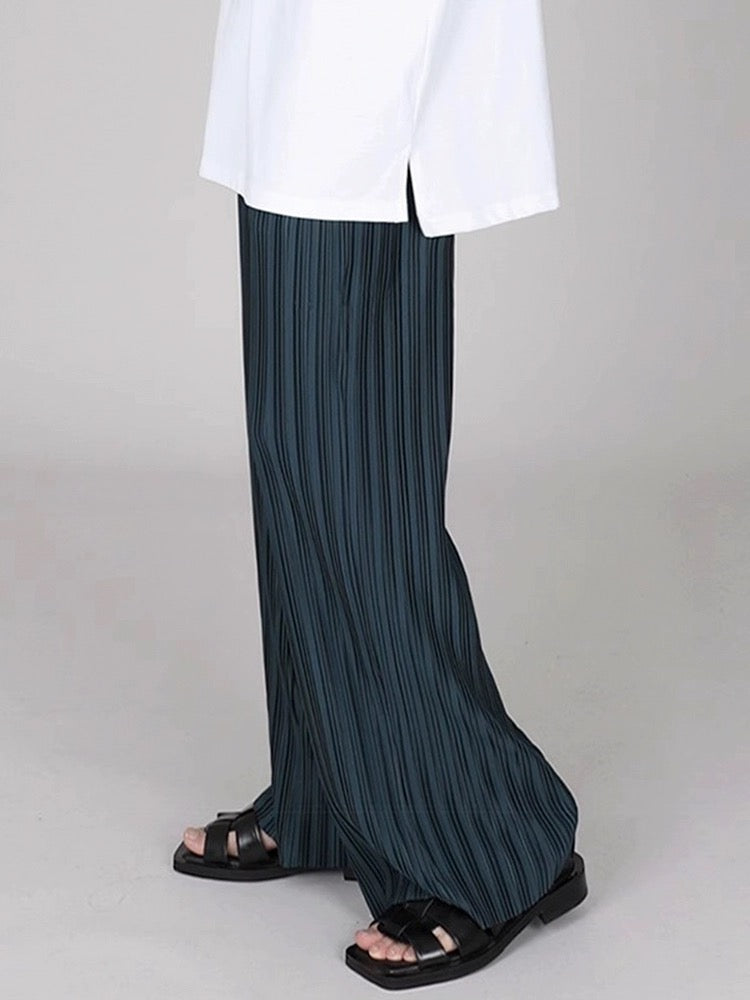 Pleated Drawstring Wide-Leg Pants