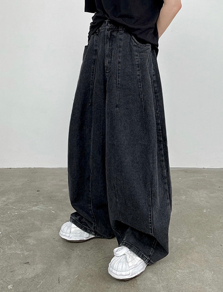Loose Straight Drawstring Jeans