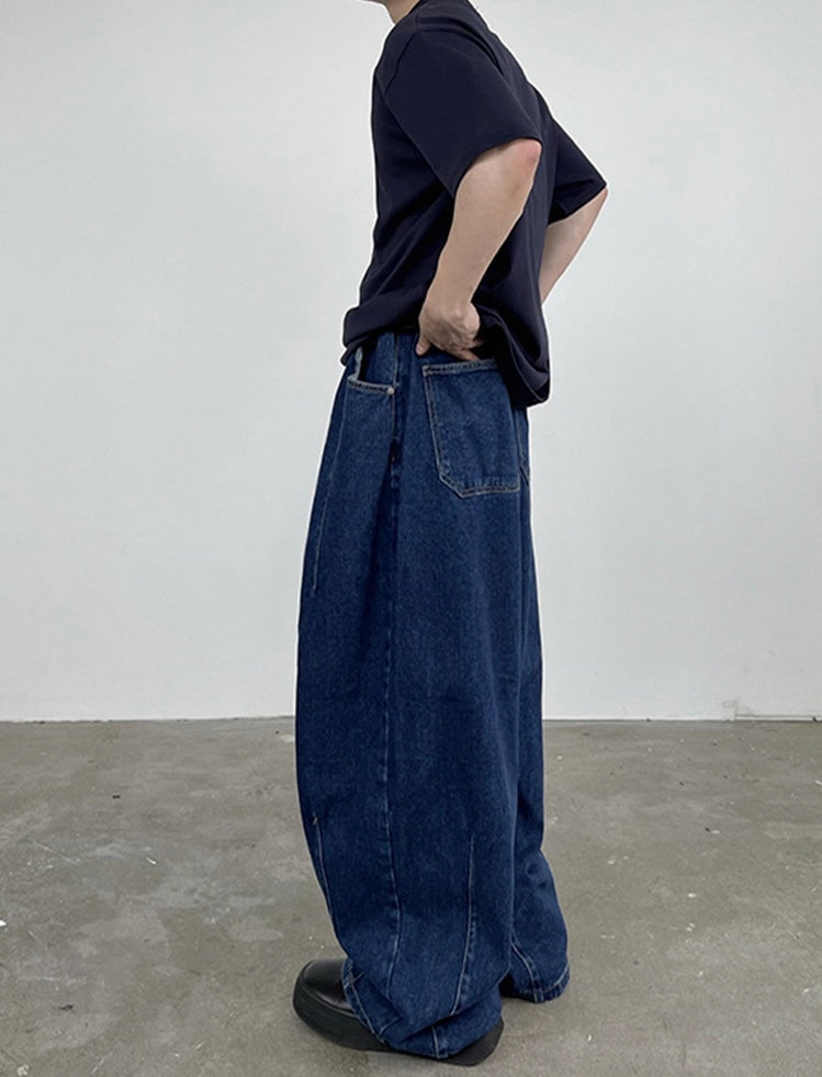 Loose Straight Drawstring Jeans