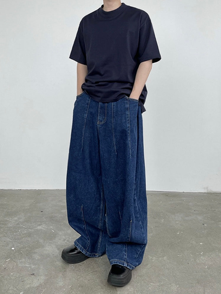 Loose Straight Drawstring Jeans