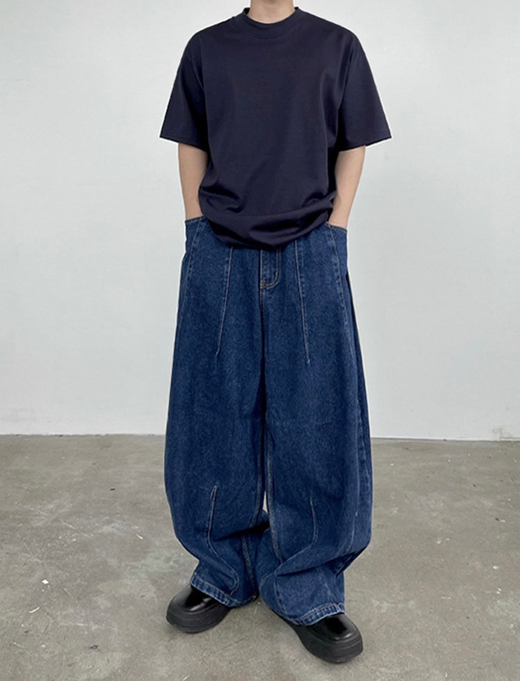 Loose Straight Drawstring Jeans