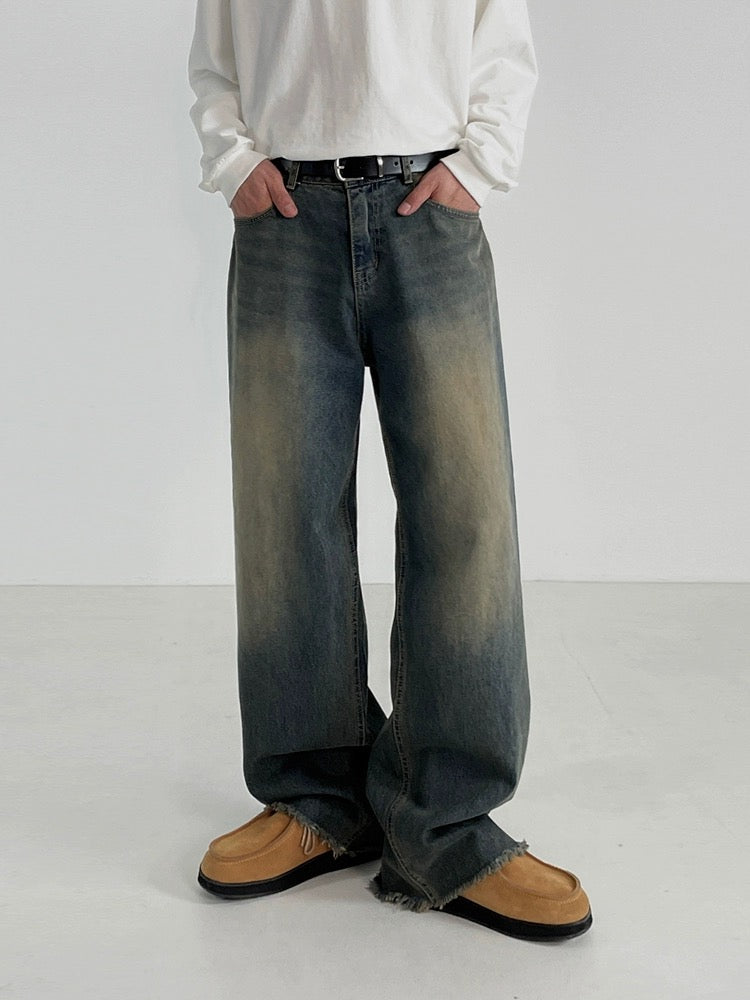 Washed Straight Blue Retro Jeans
