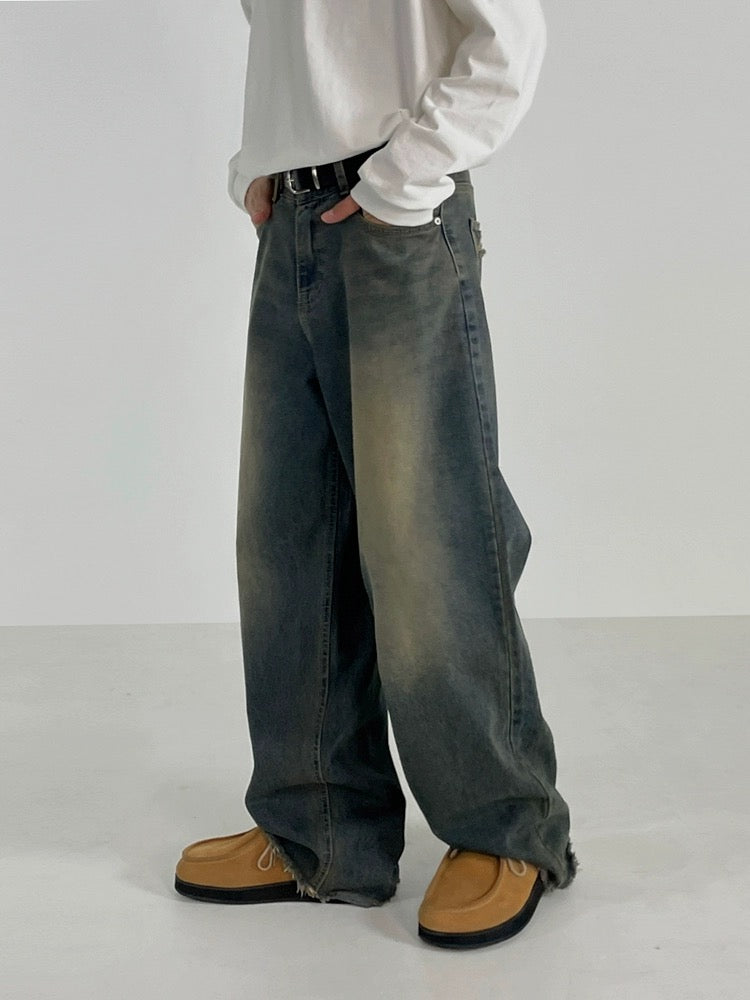 Washed Straight Blue Retro Jeans