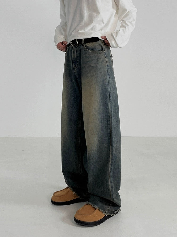 Washed Straight Blue Retro Jeans