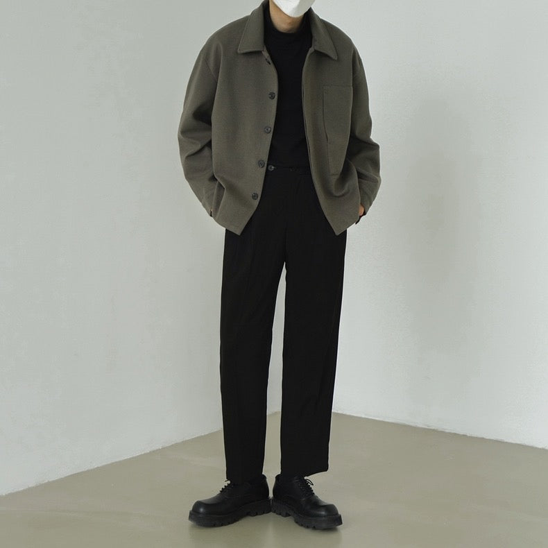 Woolen Solid Collar Jacket