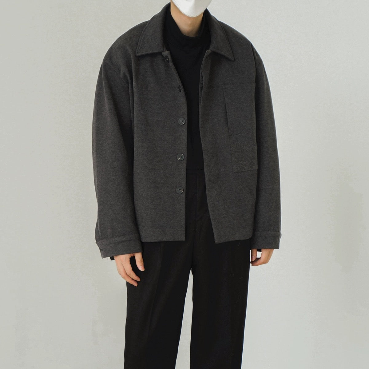 Woolen Solid Collar Jacket