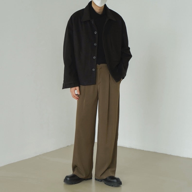 Woolen Solid Collar Jacket