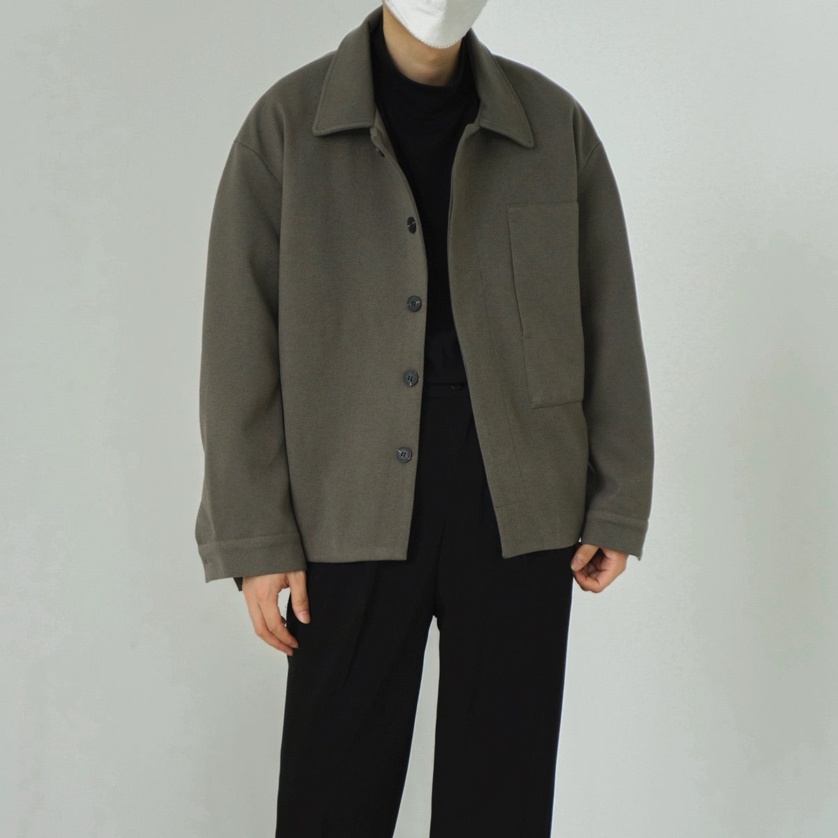 Woolen Solid Collar Jacket