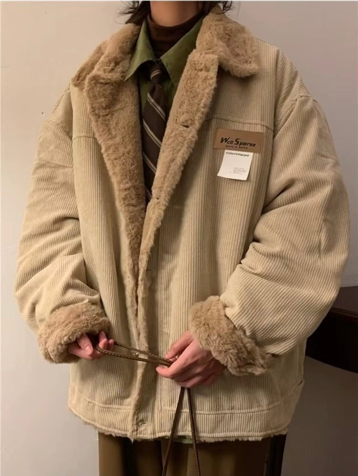 Lamb Wool Cotton-Padded Jacket