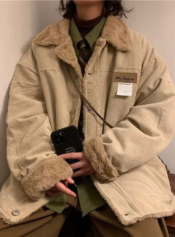 Lamb Wool Cotton-Padded Jacket