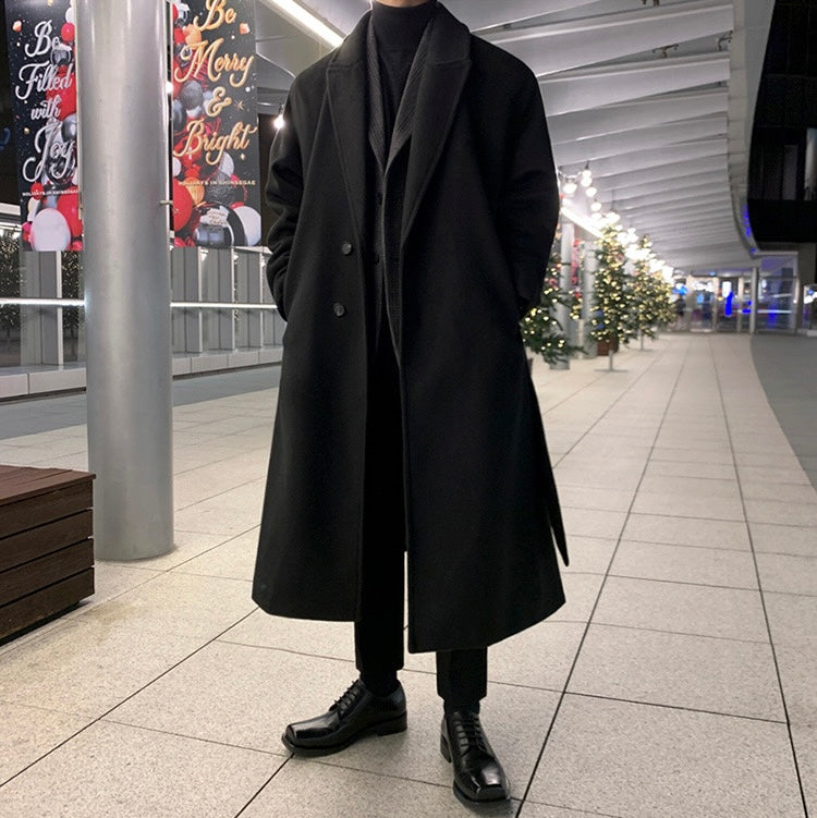 Woolen Double Button Trench Coat