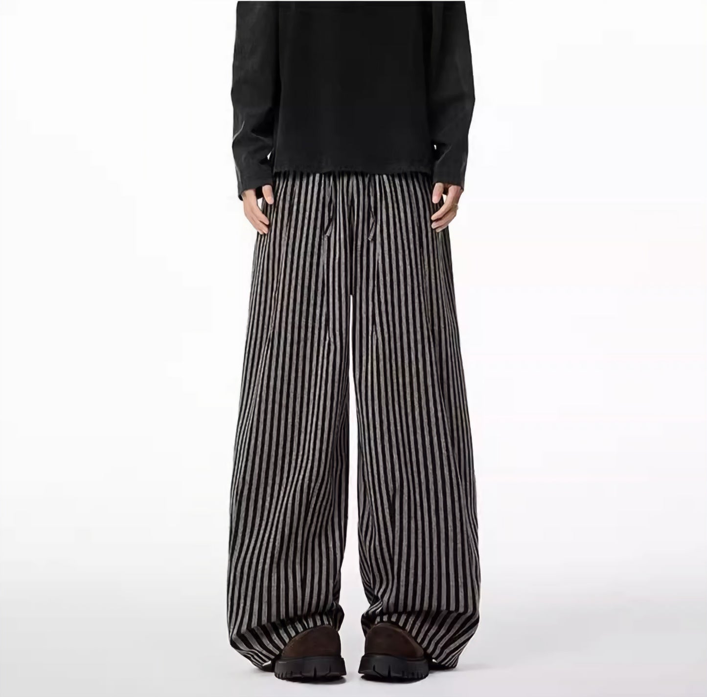 Vertical Striped Slacks Straight-leg Pants