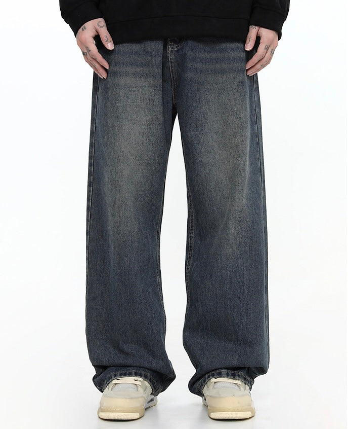 Washed Straight Blue Jeans