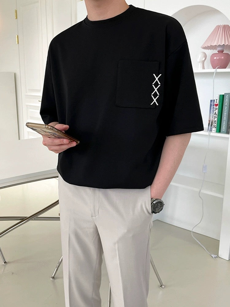 X Pattern Single Pocket Tee