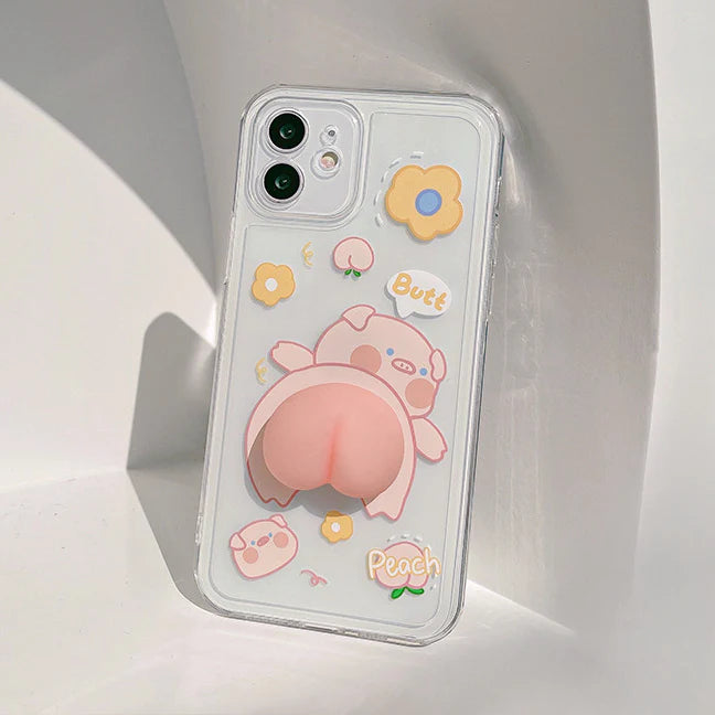 Three-dimensional Piglet Squishy Butt Phone Case (In-stock)