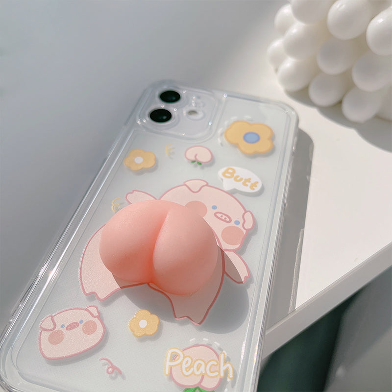 Three-dimensional Piglet Squishy Butt Phone Case (In-stock)
