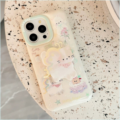 CA23 | Angelic aesthetic kitty phone case with grip holder