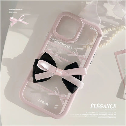 CA25 | y2k black and pink bow phone case