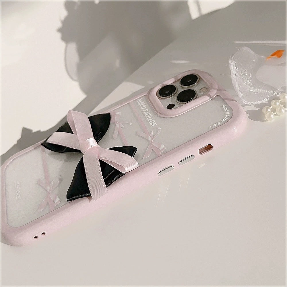 CA25 | y2k black and pink bow phone case