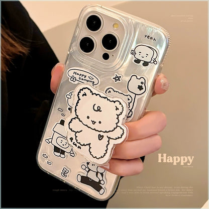 CA27 | cute bear holder case with cartoon drawing