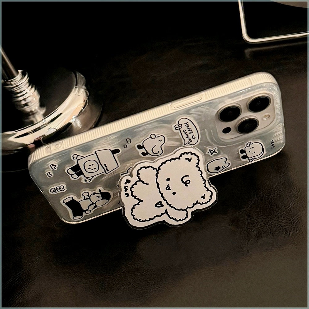 CA27 | cute bear holder case with cartoon drawing