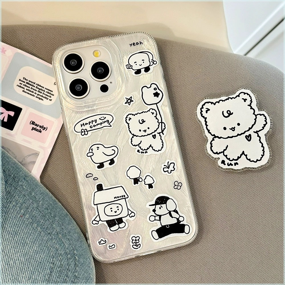 CA27 | cute bear holder case with cartoon drawing