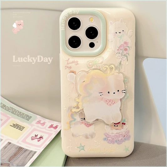 CA23 | Angelic aesthetic kitty phone case with grip holder