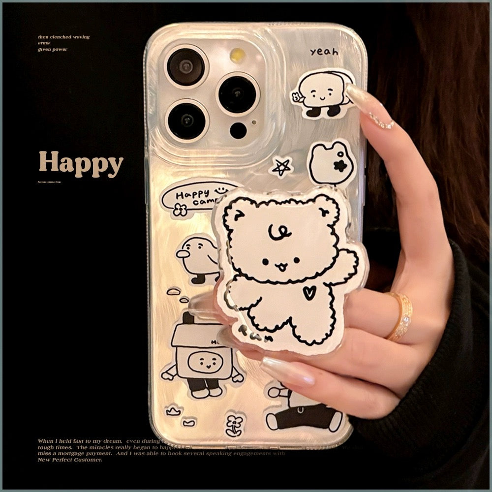 CA27 | cute bear holder case with cartoon drawing