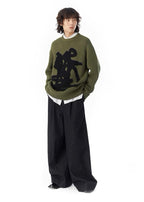 Sneaky Knitted Crewneck Sweater Loose Top