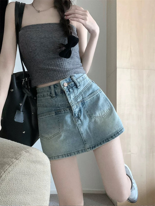 SK04 | Jean Skirt Two Pocket with Short inside