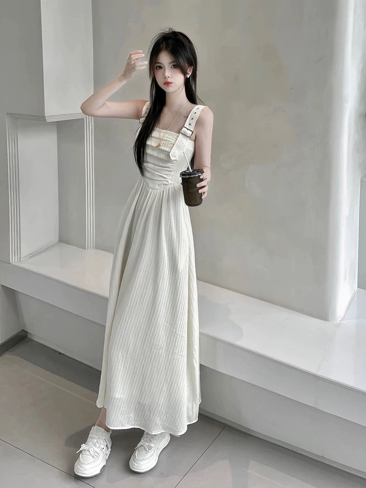 DS28 | Long Denim White Dress