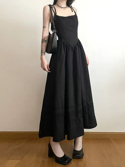 DS35 | Basic Long Black Dress