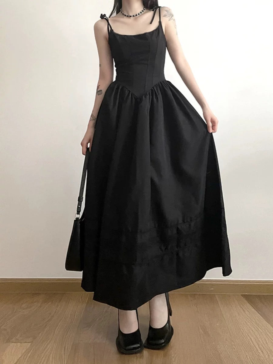 DS35 | Basic Long Black Dress