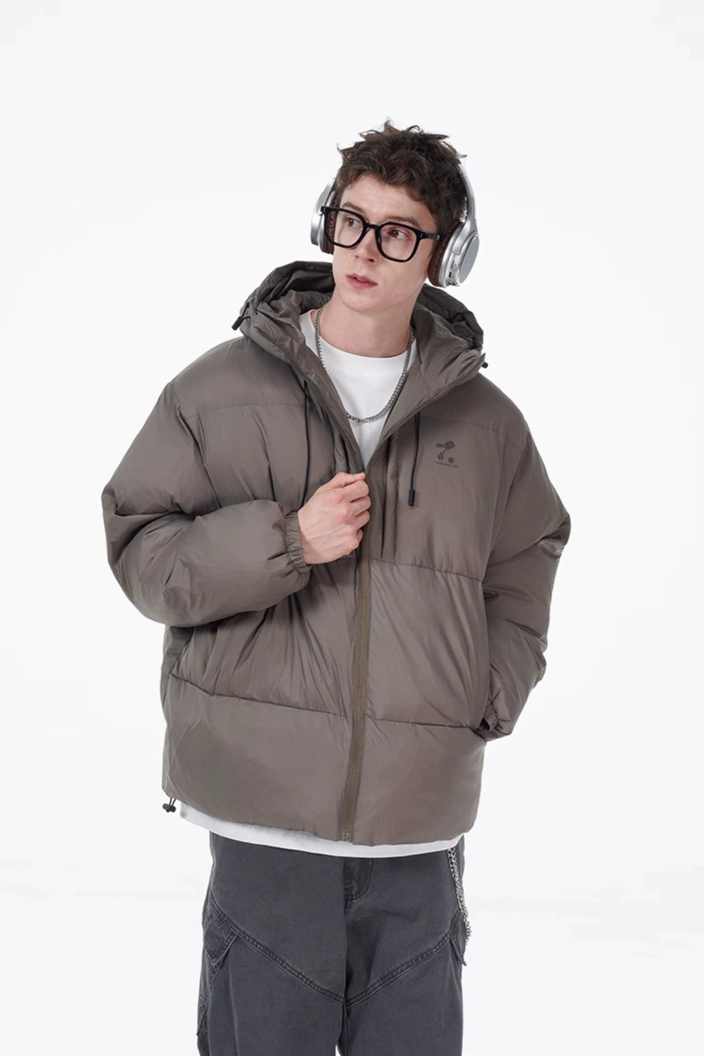 Padded Hoodie PU Puffer Jacket