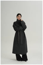 Premium Temperament Stand Collar Grey Long Coat