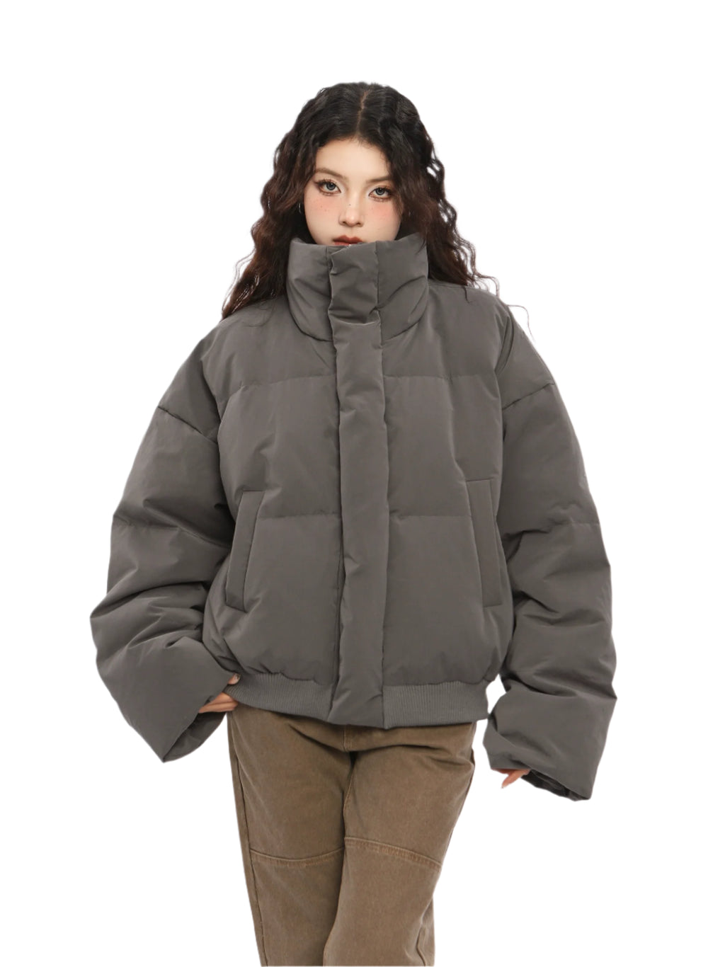 American Stand Collar Short Down Puffer Jacket