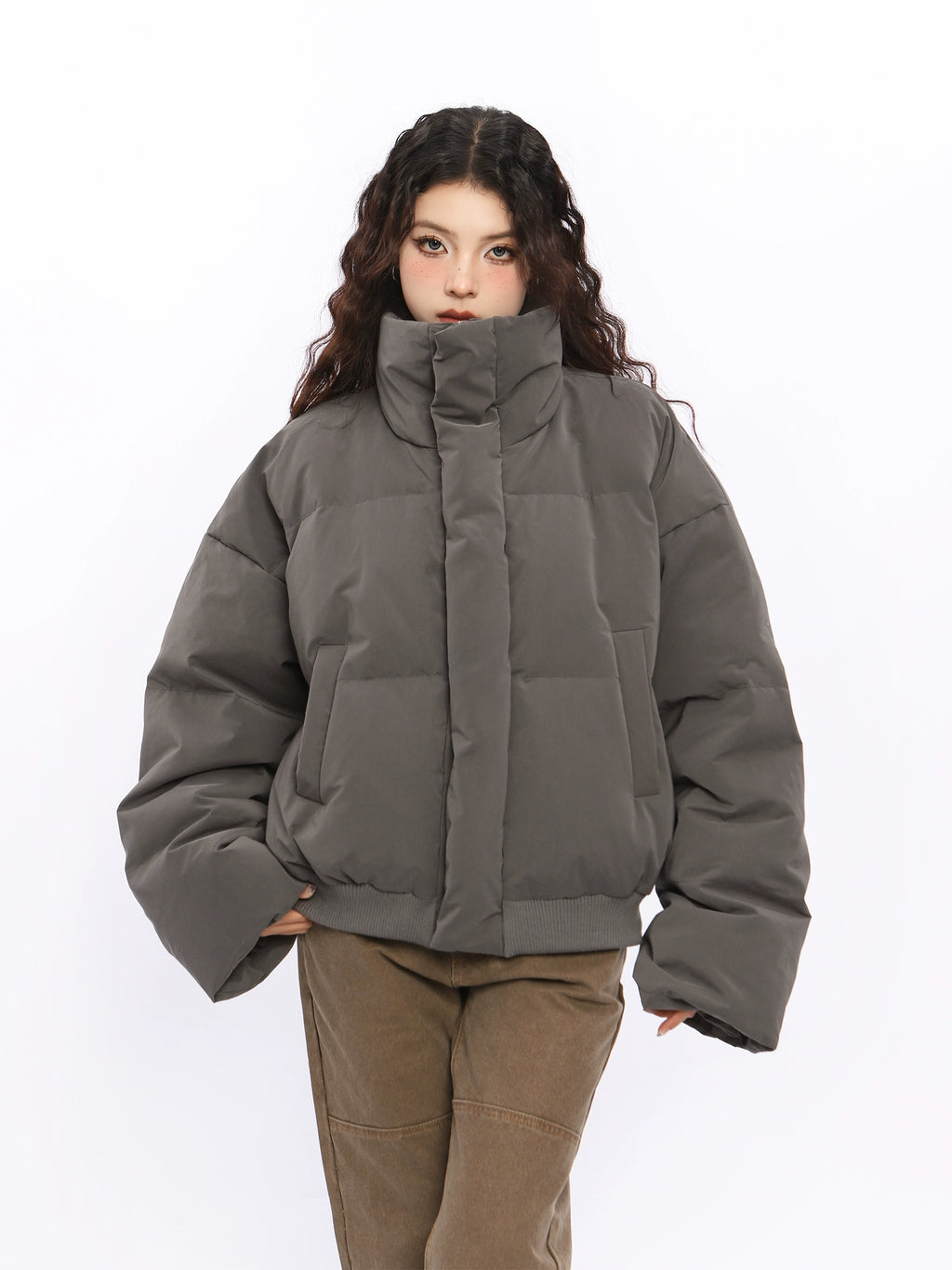 American Stand Collar Short Down Puffer Jacket