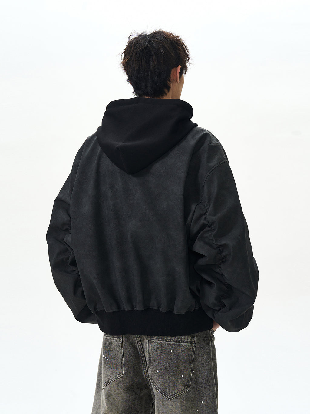 Double Layer Hooded Flight Bomber Jacket