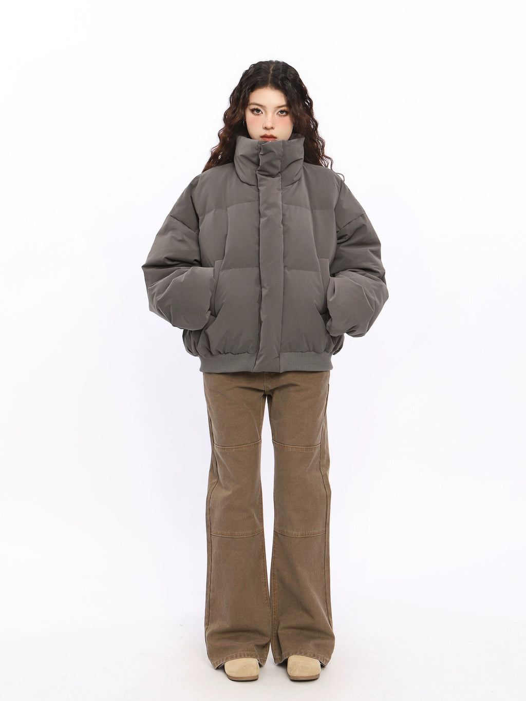 American Stand Collar Short Down Puffer Jacket